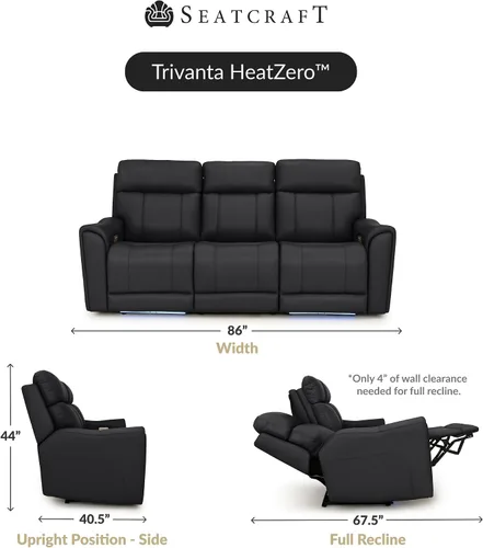 Vista 2 de Seatcraft Trivanta Home Theater Seating Black Sofa and Loveseat