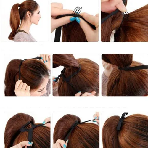 Vista 5 de Focussexy Extensión de cola de caballo sintética de 21 pulgadas con cordón para atar y cola de caballo rizada para mujer