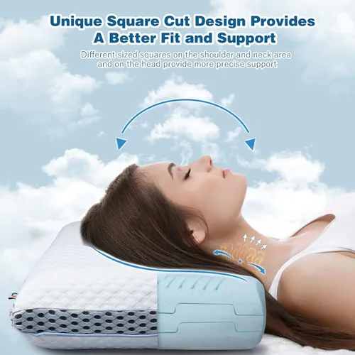 Vista 3 de MASTERY MART Almohada firme para un sueño profundo: espuma viscoelástica refrescante, altura ajustable, tamaño estándar, ideal para personas que