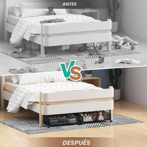 Vista 7 de Contenedor de Almacenamiento Debajo de la Cama con Ruedas, Organizador de Cajones de Almacenamiento para Zapatos Debajo de la Cama, Contenedores