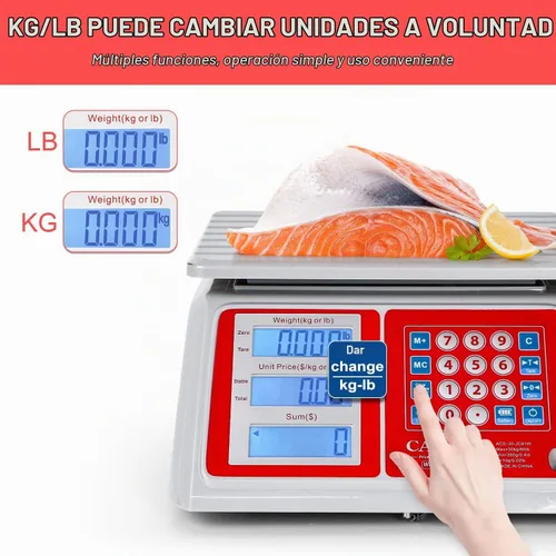 Vista 3 de CAMRY Escala comercial impermeable de la comida, 66lb/30kg, cálculo