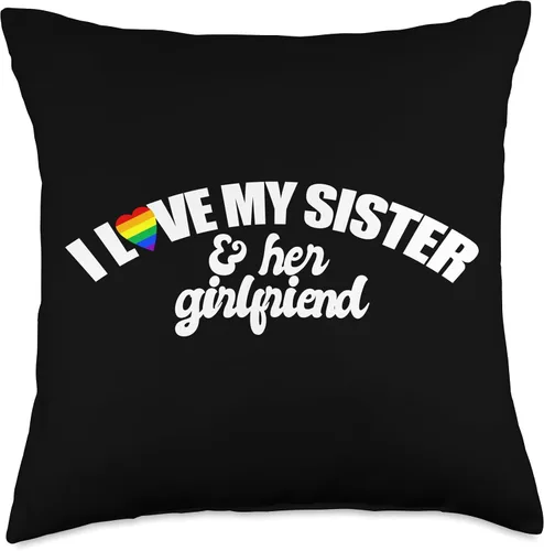 Vista 4 de I Love My Sister & Her Girlfriend GAY RIGHTS LGBTQ+ sis bro Throw Pillow