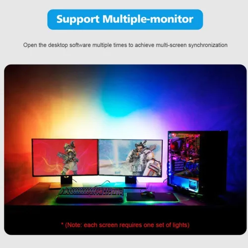 Vista 7 de Retroiluminación LED para TV, tira de luces LED para TV, tira de luz inteligente, tira de luz de sincronización de monitor de computadora