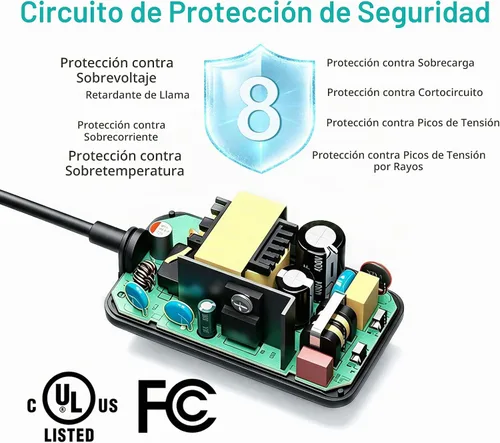 Vista 5 de Cargador de suministro de adaptador de CA de 12V 2A para reemplazo de cable