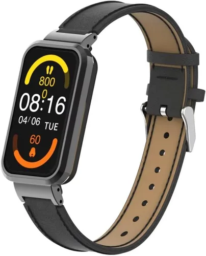 Vista 3 de Compatible con Xiaomi Redmi Smart Band Pro, correa de repuesto de cuero Redmi Smart Band Pro con marco de metal para Xiaomi Redmi Smart Band Pro