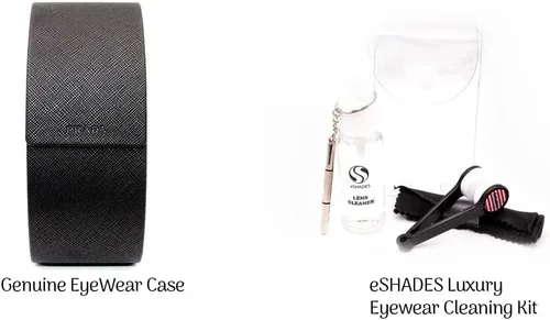 Vista 2 de Prada Estuche para lentes de sol + paquete con kit de gafas de lujo eSHADES, Negro