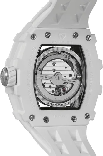 Vista 2 de Tsar Bomba Men's Automatic Watch Tonneau Luxury Skeleton Watch for Men Mechanical 50M Waterproof Wristwatch Gift for Men 08tc-whi