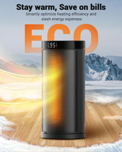 Vista 5 de Calentador de espacio para uso en interiores, calentadores de cerámica eléctricos y portátiles de 1500 W con termostato, 4 modos, temporizador de 24