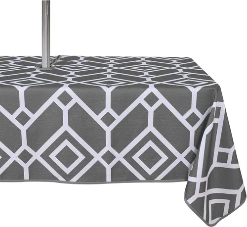 Vista 16 de LUSHVIDA Mantel cuadrado para exteriores con agujero para sombrilla y cremallera, 54 x 54 pulgadas, color negro, lavable, impermeable, a prueba