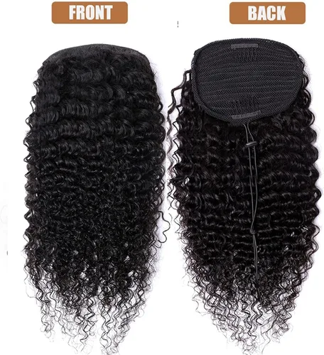 Vista 2 de Pelo Chignon - Cola de caballo rizada brasileña, cabello real de 10 a 28 pulgadas con cordón para el cabello, extensión de cola de caballo