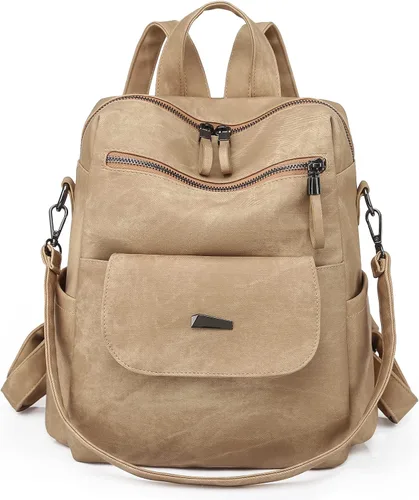 Vista 10 de Mochila para mujer, mochila de piel sintética, mochila antirrobo, mochila antirrobo de viaje, multiusos, ligera, impermeable, convertible, bolsa