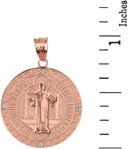 Vista 2 de Medalla De San Benito San Benito Moneda de oro rosa de 14 k (1.0in)
