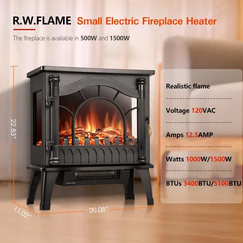 Vista 6 de R.W.FLAME - Chimenea empotrable ultrafina para pared (30 y 60 pulgadas)