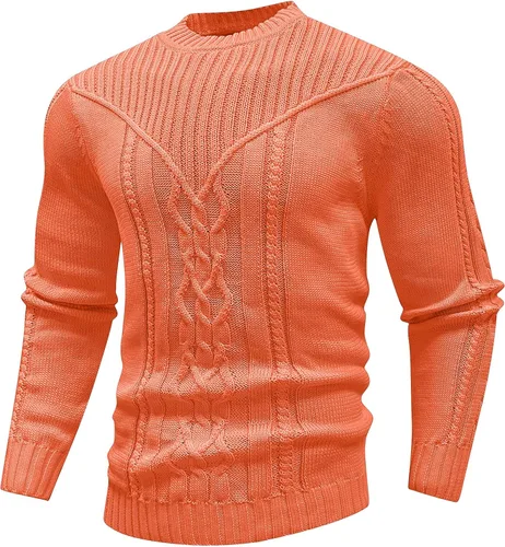 Vista 6 de SAVKOOV - Suéter de punto con cuello redondo y manga larga para hombre Verde Armada (ArmyGreen)