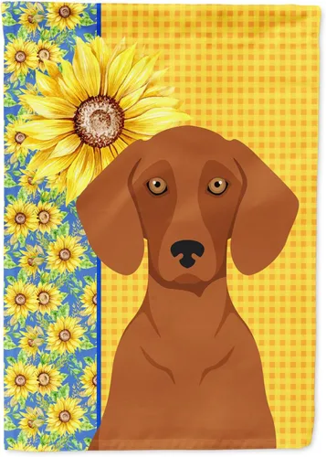 Vista 327 de Caroline's Treasures WDK5313GF Bandera de jardín con diseño de girasoles de verano, color negro y tostado, Airedale Terrier para buzón, bandera