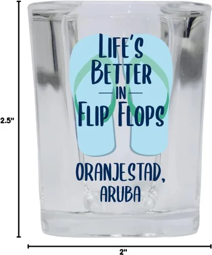 Vista 3 de Oranjestad Aruba Beach Souvenir - Vaso de chupito de base cuadrada de 2 onzas