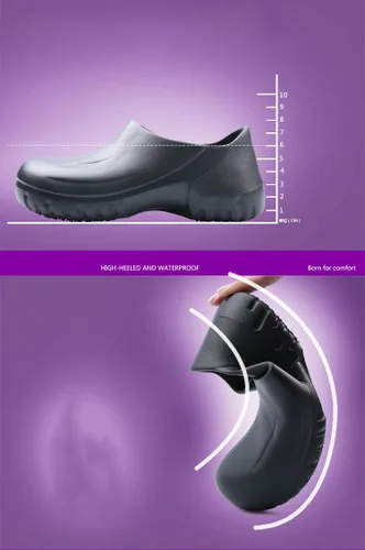 Vista 7 de Zapatos de chef para hombre, zuecos de enfermería, antideslizantes, zapatos de trabajo unisex, impermeables, resistentes al aceite, zuecos