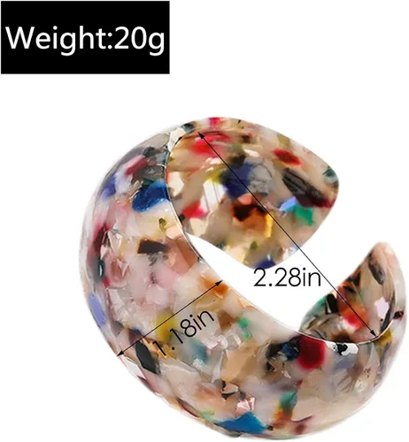 Vista 2 de Pulseras ligeras y gruesas con estampado de leopardo acrílico vintage de cara ancha esmaltadas de ácido acético de carey y carey para mujeres y niñas