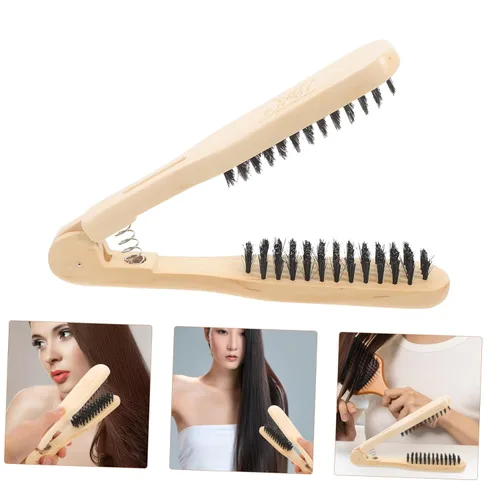 Vista 5 de Healifty Madera de doble cara antiestático enderezar el cabello y peinar cepillo/herramienta de peine (marrón)