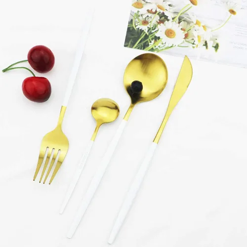 Vista 5 de JASHII Juego de cubiertos de acero inoxidable de 24 piezas, juego de cubiertos de servicio para 6, utensilios para cocina, aptos para lavavajillas