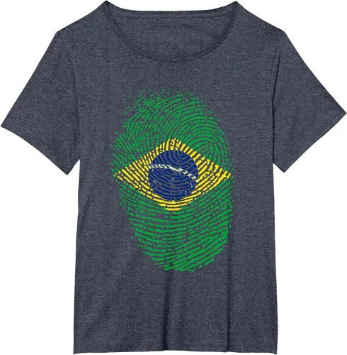 Vista 12 de Camiseta patriótica de la bandera brasileña con huella dactilar Asphalt Grey