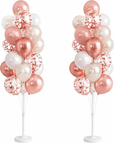 Vista 30 de Hiins Juego de 2 globos de confeti para árbol con base, decoración de poste para fiesta Bee Lemon,Wedding Baby Shower Party Decor,Includes a base