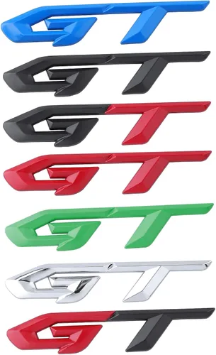 Vista 8 de GT - Calcomanías de metal 3D autoadhesivas para automóvil, emblema de automóvil e insignia, decoración de cubierta de arañazos para camión Negro-rojo