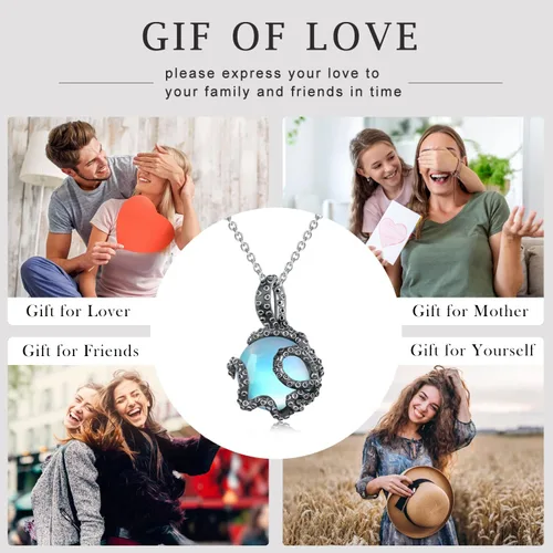 Vista 6 de TYSO Collar de pulpo para mujer, plata de ley 925 con colgante de pulpo, collar con colgante de pulpo, joyería de animales marinos, regalos