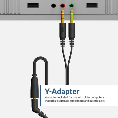 Vista 6 de Cyber Acoustics Auriculares estéreo (AC-204), estéreo de 0.138 in y adaptador Y, hogar, aula escolar K12 y educación