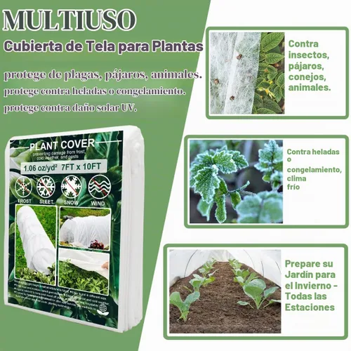 Vista 2 de Cubiertas para plantas, protección contra la congelación, cubierta antiescarcha, 7 x 10 pies, reutilizable, rectangular, protección contra heladas