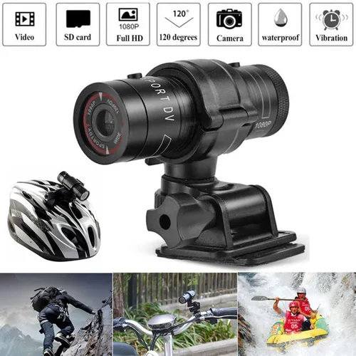 Vista 4 de Pomya Cámara para casco de motocicleta, mini cámara de video de acción deportiva 1080P HD con grabación de bucle de gran angular de 120°