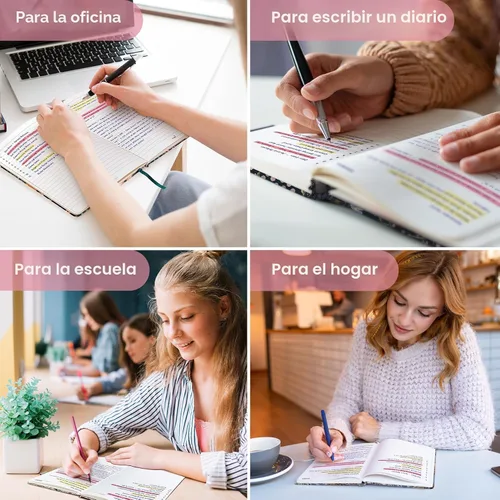 Vista 6 de Taja Cuaderno rayado para mujeres y hombres, diario de cuero de tapa dura para escribir, cuaderno de rayas universitarias A5 para trabajo y toma
