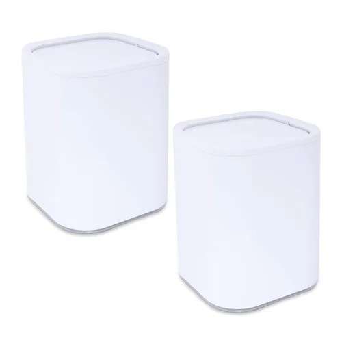 Vista 8 de Bath Bliss Paquete de 2 cubos de basura acrílicos de 8 L Dimensiones: 7.5 x 7.5 x 10 pulgadas Blanco Contemporáneo Tapa oscilante 8 litros