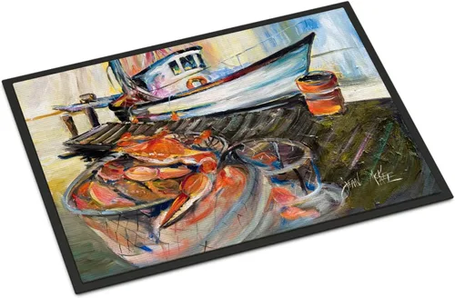 Vista 90 de Caroline's Treasures JMK1017JMAT - Tapete de caza de rana garza azul, 24 x 36 pulgadas, tapete para puerta delantera, interior y exterior