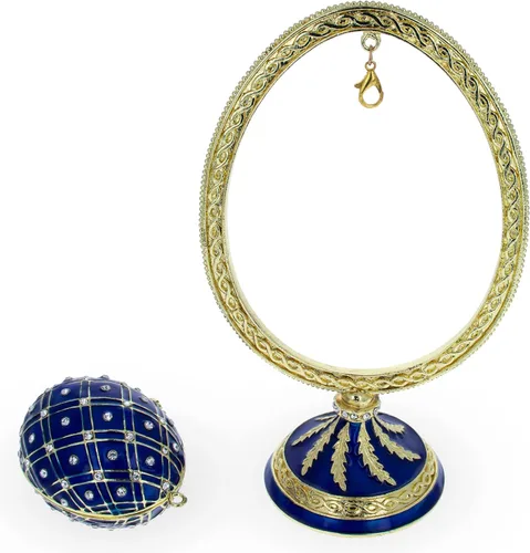 Vista 6 de BestPysanky Huevo de Pascua con esmalte azul en forma de huevo en forma de huevo