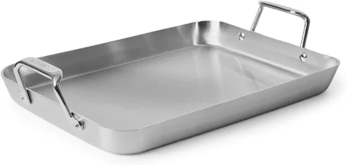 Vista 8 de Misen Asadera de Acero Inoxidable con Manijas - Diseño Versátil de 5 Capas, Manijas de Agarre Fácil, Cocina Multifuncional, Ideal para Hornear