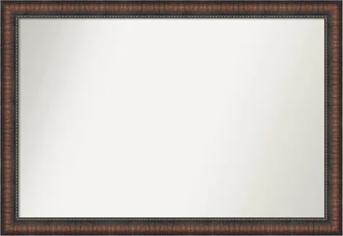 Vista 125 de Amanti Art Espejo de baño marrón para sobre el fregadero, 24 x 24 pulgadas, espejo de tocador cuadrado marrón Caleb, marco de madera rústica