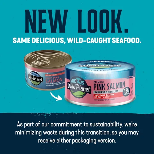 Vista 6 de Wild Planet Salmón rosa sin piel y sin hueso, lata de 6 onzas, paquete