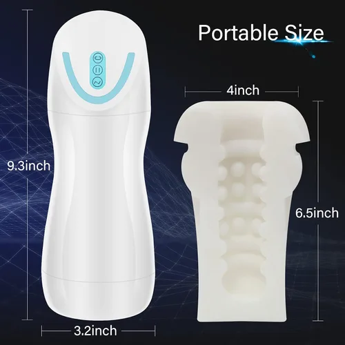 Vista 5 de Masturbador masculino automático para simulador de pene mamada con 4 modos de succión para tragar juguete sexual oral, 7 vibrantes, coño eléctrico