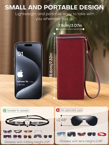 Vista 13 de Sunglasses Travel Case Organizer Hangable for Men Women, Eyeglasses Foldable Storage Organizer