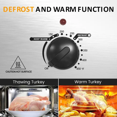 Vista 6 de Sunvivi Horno Tostador Eléctrico de 20 QT con Tapa de Autohilvanado, 3 Compartimentos y Función de Mantener Caliente, Control de Temperatura
