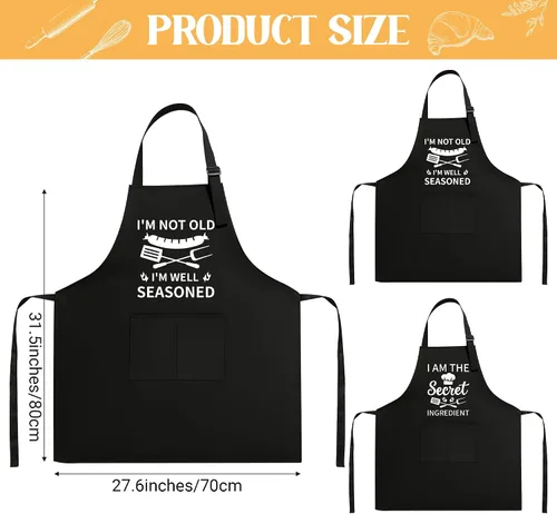 Vista 2 de Defresit Juego de delantales divertidos para hornear para mujeres y hombres, suministros de cocina para hornear 2 piezas blanco y negro