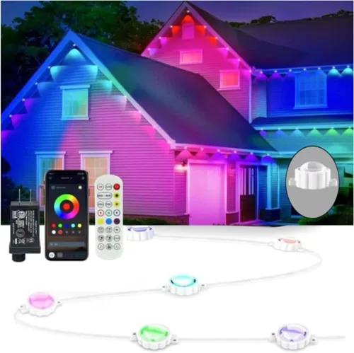 Vista 5 de Luces permanentes para exteriores, luces RGB inteligentes para exteriores con control remoto de aplicación, 54 pies con 36 LED (5 V) IP67