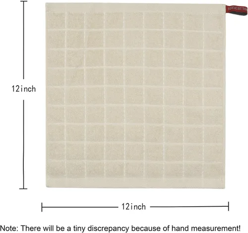 Vista 6 de Trapos de cocina de algodón, trapos para lavar platos, juego de 6, 12 x 12 pulgadas, beige Trapos suaves de cocina, paños multiusos para cocina