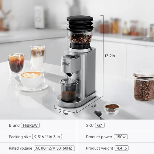 Vista 15 de HiBREW Molinillo de café eléctrico G7, 48 ajustes de molienda precisos