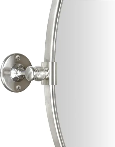 Vista 3 de TEHOME - Espejo de tocador de baño pivotante ovalado de níquel cepillado en metal, espejos de tocador inclinables para pared, 22.99 x 24 pulgadas