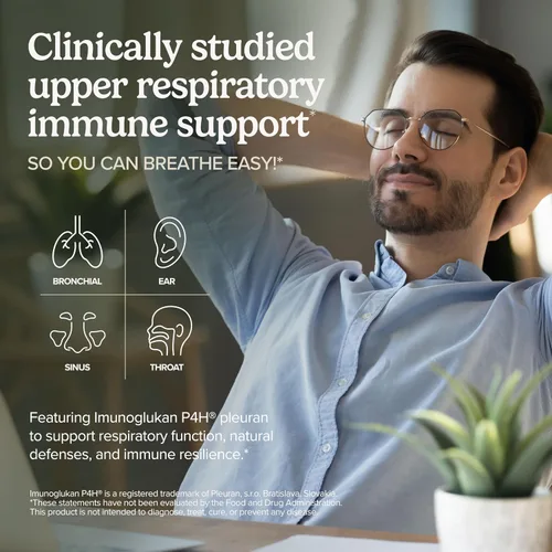 Vista 2 de Terry Naturally PleuraMax - Suplemento de salud respiratoria superior - Procedente de hongos ostra - Incluye vitamina C para apoyo inmunológico