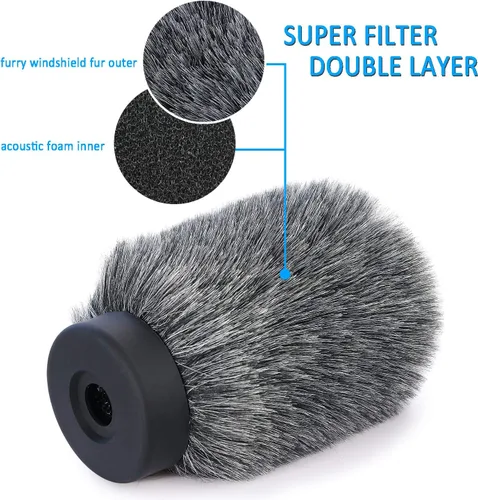 Vista 6 de YOUSHARES NTG - Protector de viento para micrófono peludo, protector contra el viento, para Rode VideoMic NTG y micrófonos con longitud máxima