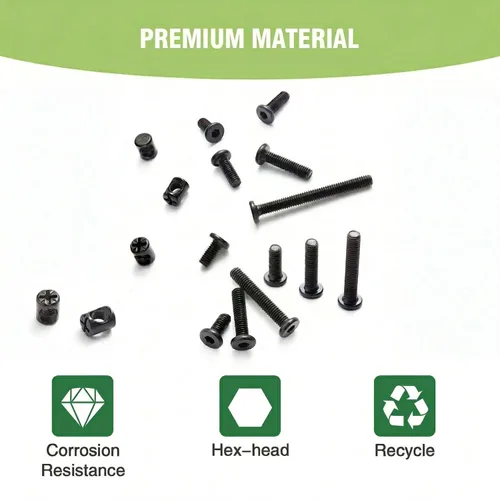 Vista 3 de Kit de repuesto de tornillos de cuna – M6 x 15/20/30/40/50/60/70/3.150 in, tornillos hexagonales, tuercas de barril, 71 piezas de 8 tamaños