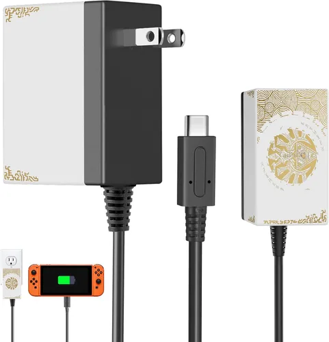 Vista 8 de Adaptador de CA para Nintendo Switch, cargador de pared de viaje rápido 15V 2.6A Kit de carga rápida para Nintendo SwitchLiteOLED, soporte modo TV